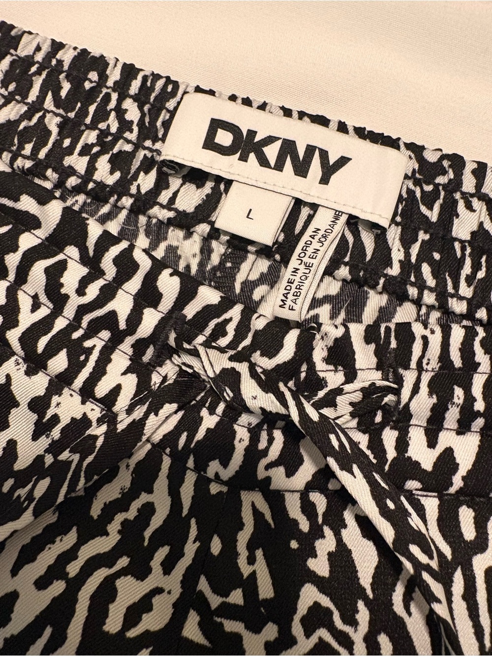 DKNY Black and White Abstract Print Wide Leg Pants Size L - New - Picture 2 of 8